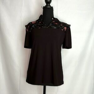 CECE BLACK FLORAL BLOUSE